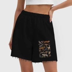 Женские шорты oversize футер хлопок Лесные животные и птицы - фото 2
