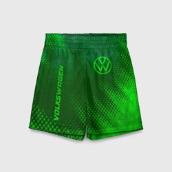 Детские спортивные шорты 3D Volkswagen - green gradient вертикально