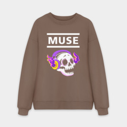 Мужской свитшот oversize без начеса хлопок Muse - неоновый череп