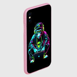 Чехол для iPhone XS Max матовый Неоновая обезьяна хакер в хип хоп стиле - фото 2