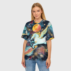 Женская футболка oversize 3D Созвездие пегас - фото 2