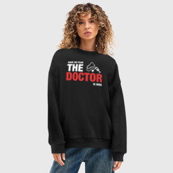 Женский свитшот oversize без начеса хлопок Доверься мне я доктор - фото 2