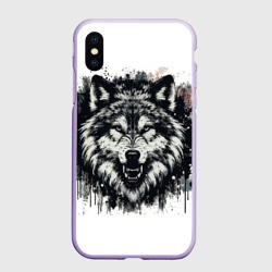 Чехол для iPhone XS Max матовый Гранж - Портрет волка: голова