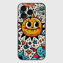 Чехол для iPhone 16 Pro силиконовый с защитой камеры Doodle parade