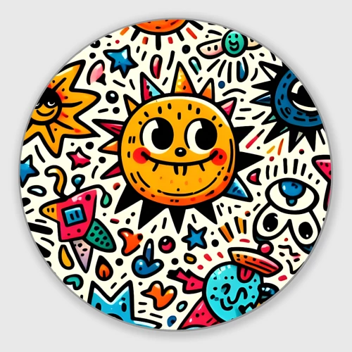 Круглый коврик для мышки Doodle parade
