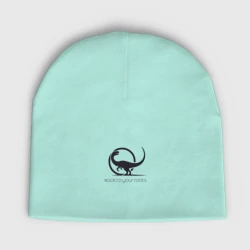 Мужская шапка демисезонная Силуэт динозавра и надпись - back to your roots