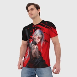 Мужская футболка 3D Татуированная девушка аниме с катаной - фото 2