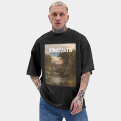 Мужская футболка Oversize хлопок texturе Konstantin озеро в лесу - фото 2