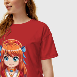 Женская футболка хлопок Oversize Аля рыжая девочка аниме - фото 2