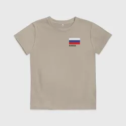 Детская футболка хлопок Россия карта и флаг