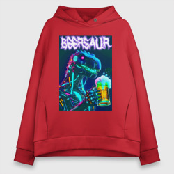 Женское худи Oversize хлопок Neon cyber beersaur - neon glow fantasy