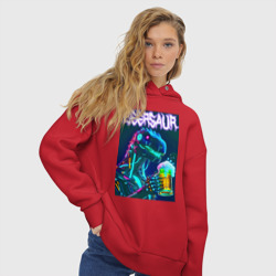 Женское худи Oversize хлопок Neon cyber beersaur - neon glow fantasy - фото 2