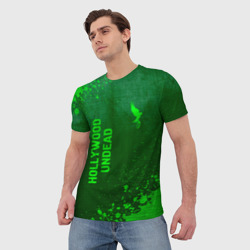 Мужская футболка 3D Hollywood Undead - green gradient вертикально - фото 2