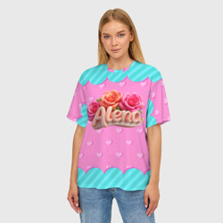 Женская футболка oversize 3D Алена и розы  объемные буквы - фото 2
