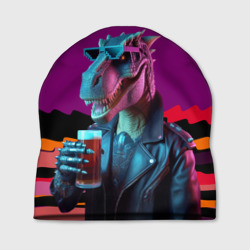 Шапка 3D Крутой пивозавр в кожаной куртке - нейроарт
