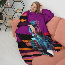 Плед с рукавами Крутой пивозавр в кожаной куртке - нейроарт - фото 2