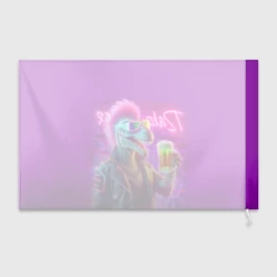 Флаг 3D Панк динозавр с кружкой пива - неоновое свечение - фото 2