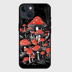 Чехол для iPhone 14 Мухоморы - грибница 