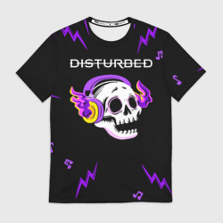 Мужская футболка 3D Disturbed неоновый череп
