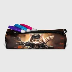 Пенал школьный 3D Кот байкер на мотоцикле - фото 2