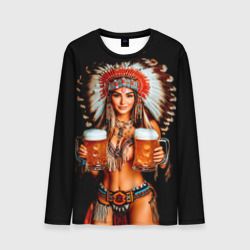 Мужской лонгслив 3D Индейское пиво - фирменное подача  