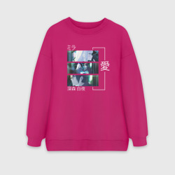 Женский свитшот oversize без начеса хлопок Волшебница и злой офицер