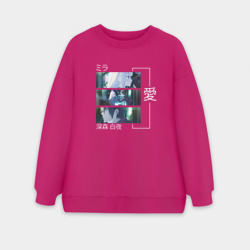 Женский свитшот oversize без начеса хлопок Волшебница и злой офицер
