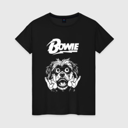 Женская футболка хлопок David Bowie rock dog