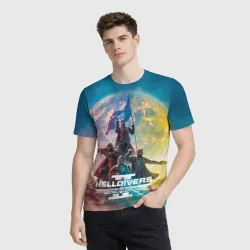 Мужская футболка 3D Эскалация свободы Helldivers 2 - фото 2