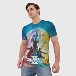 Мужская футболка 3D Эскалация свободы Helldivers 2 - фото 2
