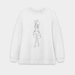Женский свитшот oversize без начеса хлопок Девушка в полный рост