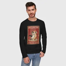 Мужской лонгслив хлопок Жизнь лучше в танце - коты - фото 2