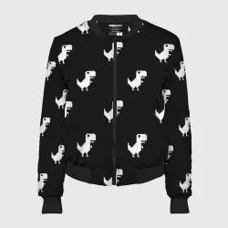 Женский бомбер 3D С пиксельными силуэтами 8 бит динозавриков