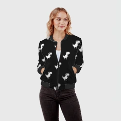 Женский бомбер 3D С пиксельными силуэтами 8 бит динозавриков - фото 2