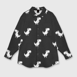 Мужская рубашка oversize 3D С пиксельными силуэтами 8 бит динозавриков