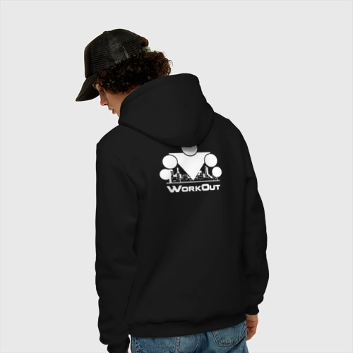 Мужская толстовка хлопок с принтом WorkOut 2020, вид сзади #2