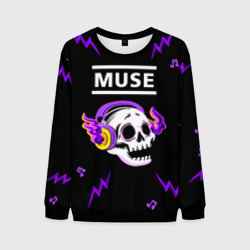 Мужской свитшот 3D Muse неоновый череп