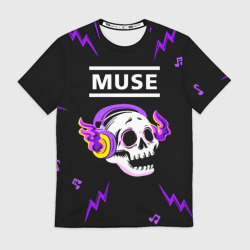 Мужская футболка 3D Muse неоновый череп