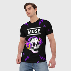 Мужская футболка 3D Muse неоновый череп - фото 2