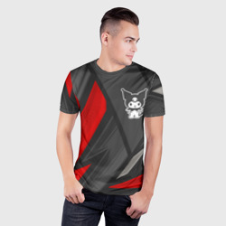 Мужская футболка 3D Slim Kuromi red lines - фото 2