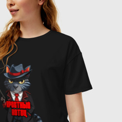 Женская футболка хлопок Oversize Крестный котец   мафия - фото 2