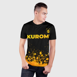 Мужская футболка 3D Slim Kuromi - gold gradient посередине - фото 2