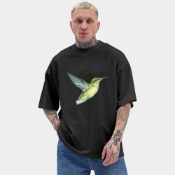 Мужская футболка Oversize хлопок texturе Колибри зелёная - фото 2