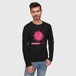 Мужской лонгслив хлопок Pink coronavirus - фото 2