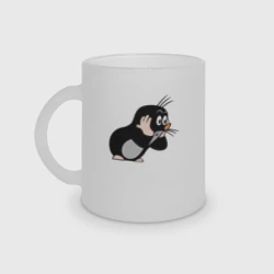 Кружка матовая стеклянная Чешский крот в шоке от происходящего мем