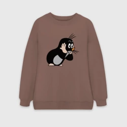 Женский свитшот oversize без начеса хлопок Чешский крот в шоке от происходящего мем