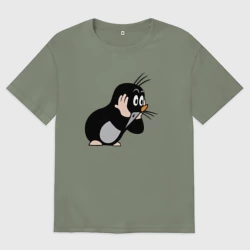 Женская футболка хлопок Oversize Чешский крот в шоке от происходящего мем