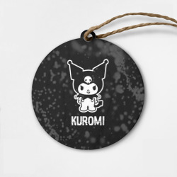 Деревянная игрушка круг Kuromi glitch на темном фоне
