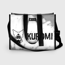 Сумка-шоппер 3D Kuromi glitch на светлом фоне по-горизонтали
