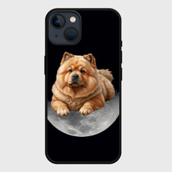 Чехол для iPhone 14 Чау-чау палевый и луна